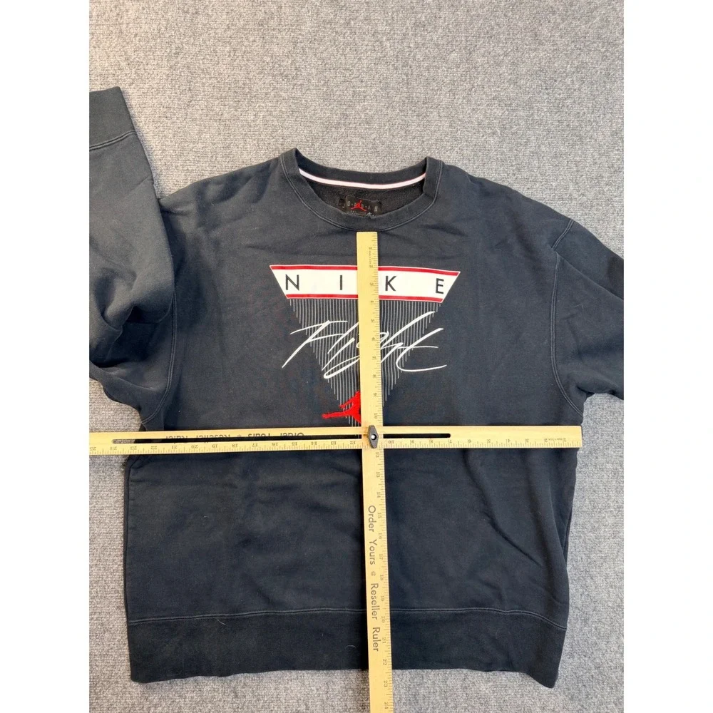 Nike Jordan Flight Mens XL Black Fleece Graphic Crewneck Sweatshirt Pullover